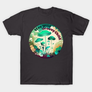 Stay Wild Groovy Child Mushroom Cottagecore T-Shirt